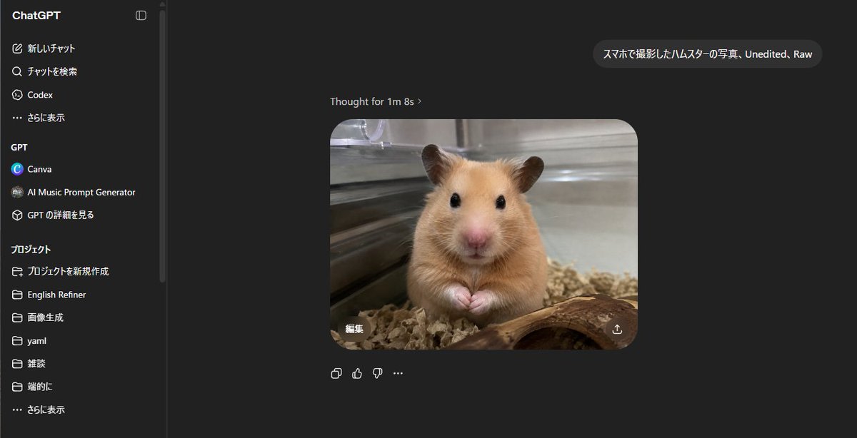 ChatGPT Hamster Image Screenshot AI image template preview