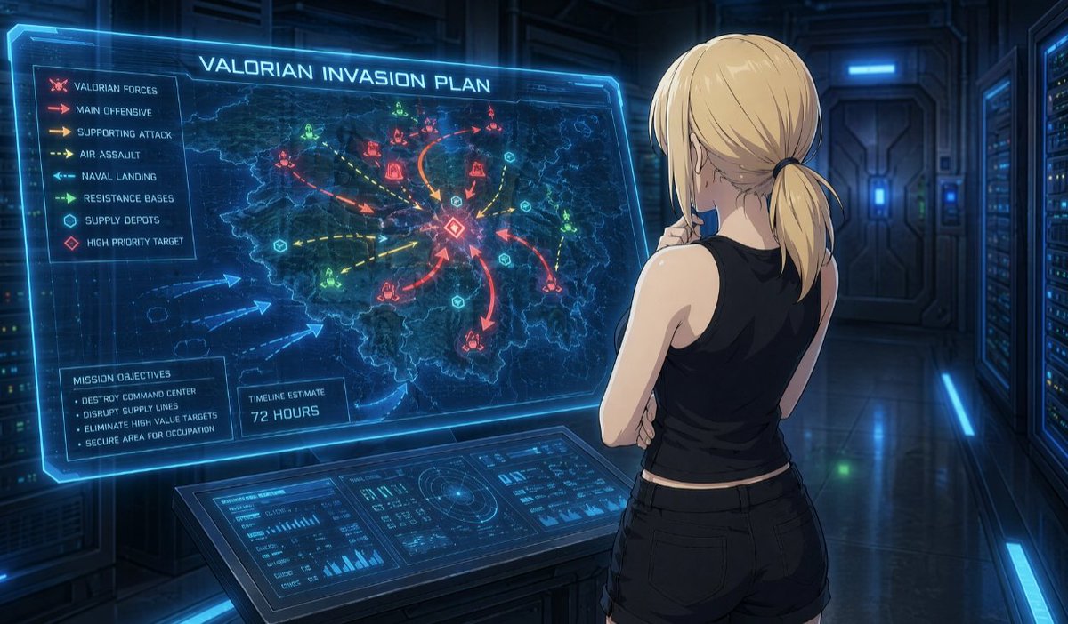 Anime Sci-Fi Invasion Strategy Room AI image template preview