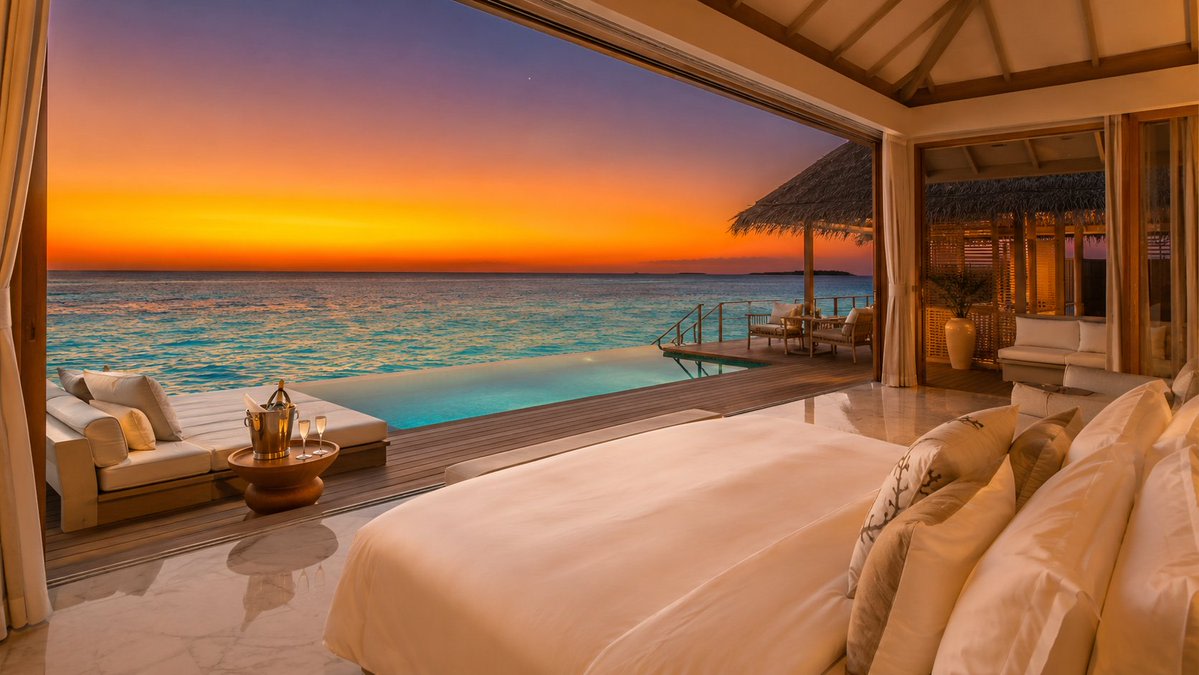 Maldivian Overwater Villa Luxury Visual AI image template preview