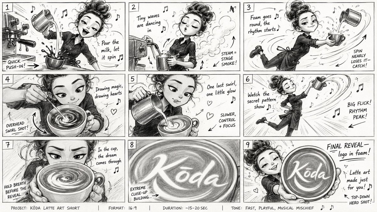 Latte Art Musical Storyboard AI image template preview