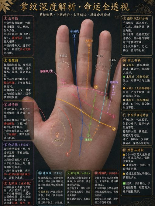 Traditional Palmistry Analysis Infographic AI image template preview