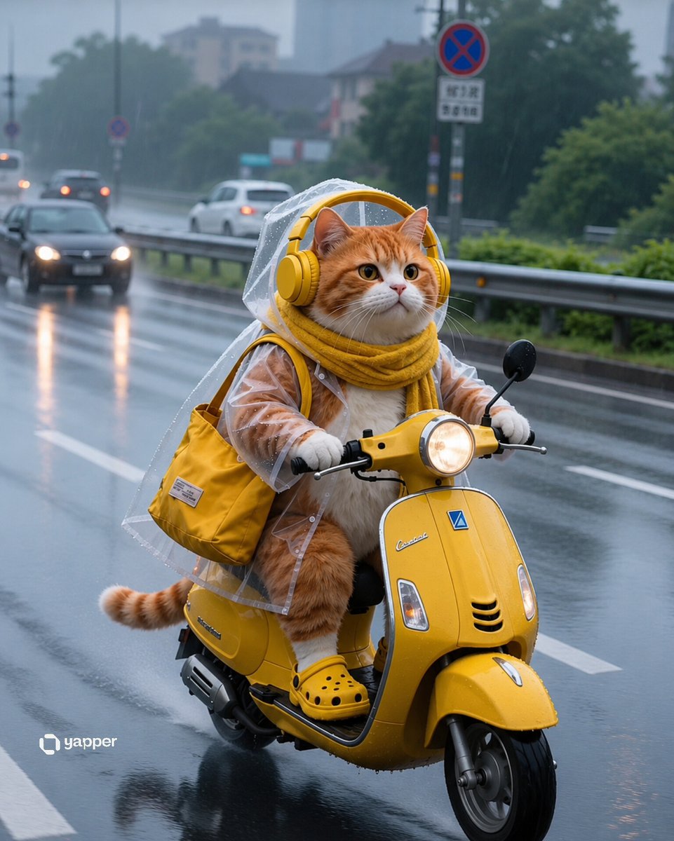 Rainy Tabby Scooter Ride AI image template preview