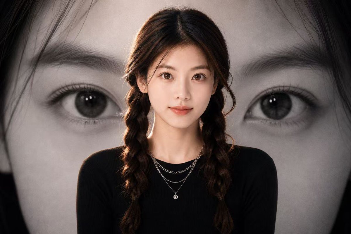 Black-and-White Eye Backdrop Portrait AI image template preview