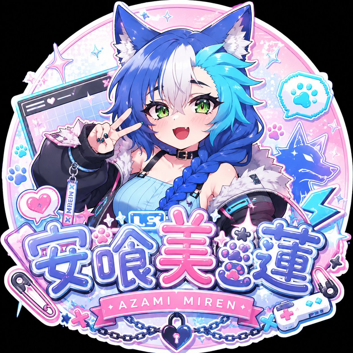 Kawaii Anime VTuber Emblem Logo AI image template preview