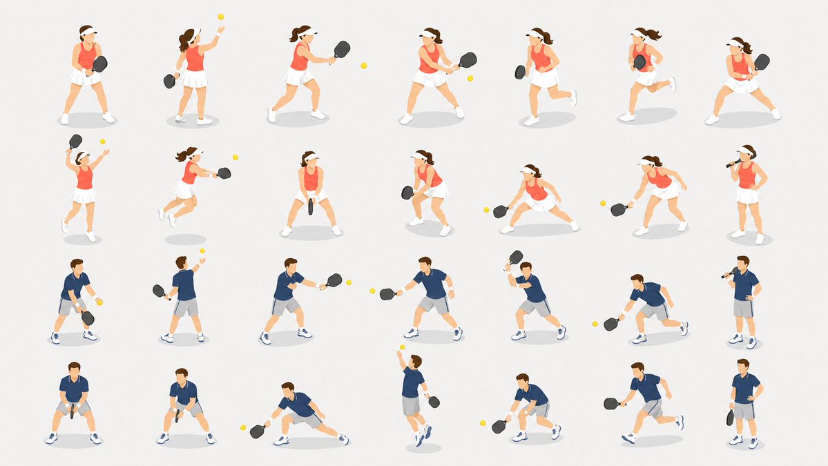 Isometric Pickleball Pose Sheet AI image template preview