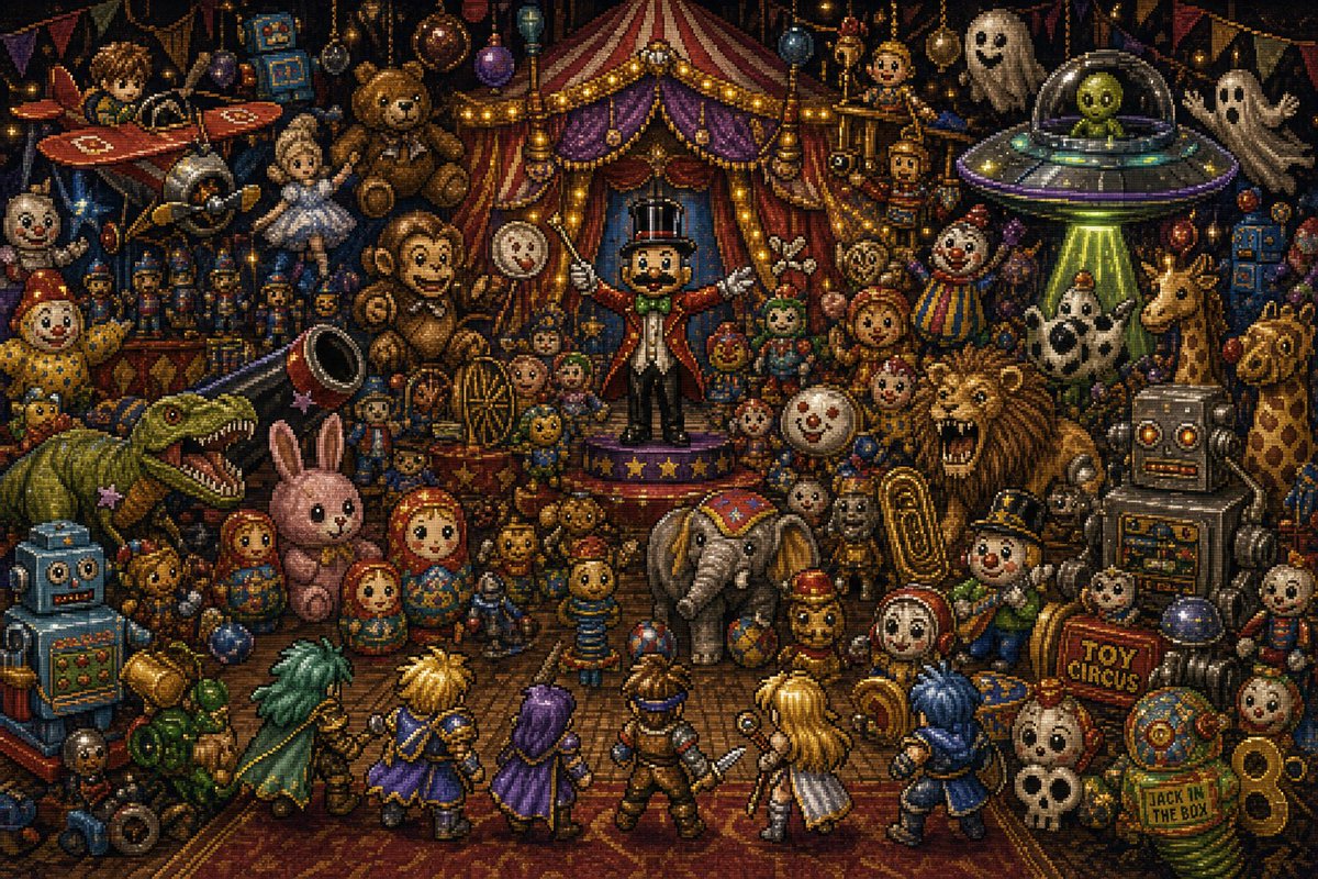 Toy Circus JRPG Battle AI image template preview