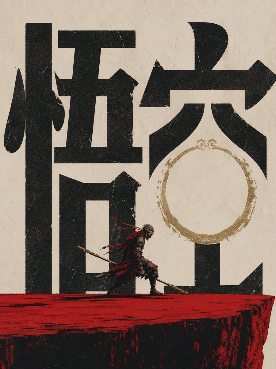 Wukong Calligraphy Poster AI image template preview