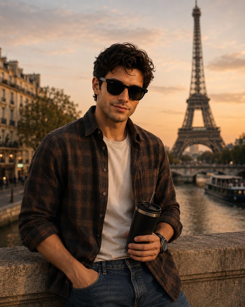 Parisian Golden Hour Portrait AI image template preview
