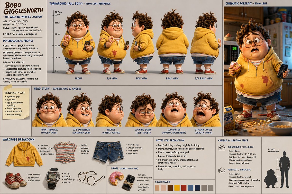 Cinematic Character Design Sheet AI image template preview