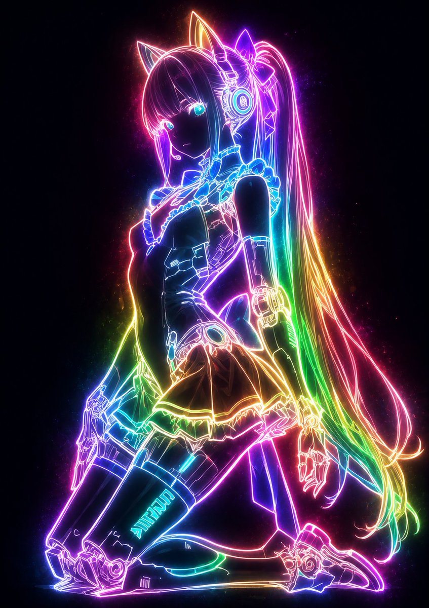 Mystical Luminous Outline Style AI image template preview