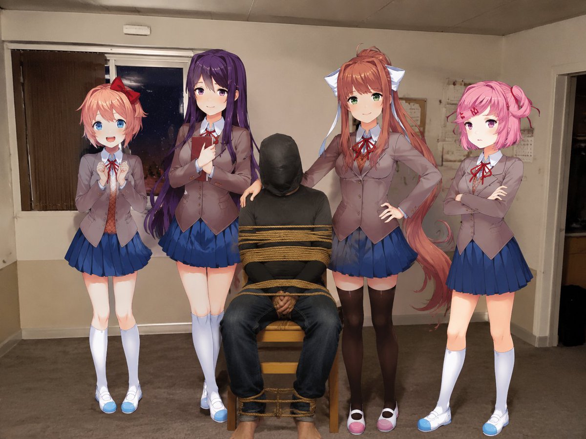 Strange Doki Doki Literature Club Scene AI image template preview