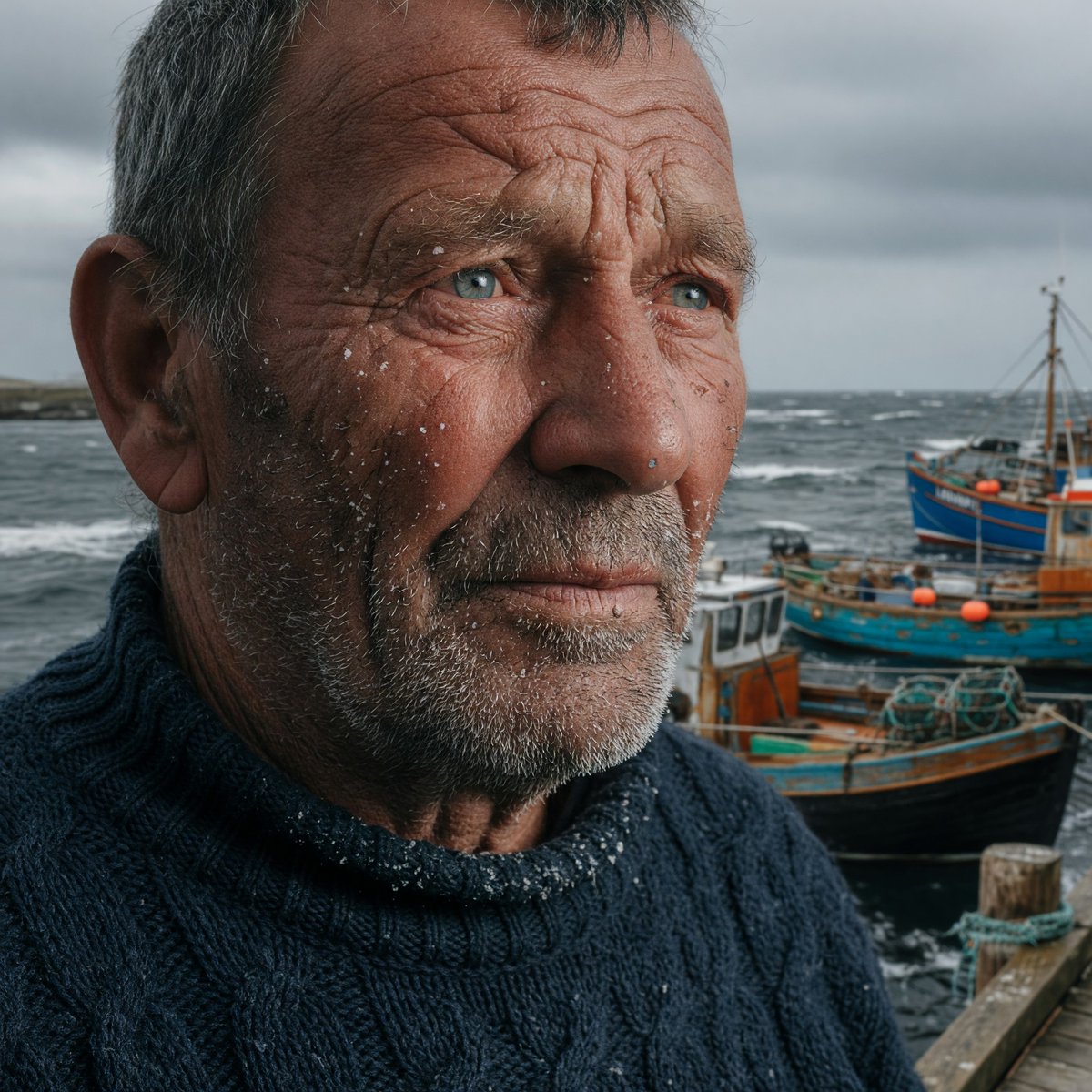 Stormy Icelandic Fisherman Portrait AI image template preview