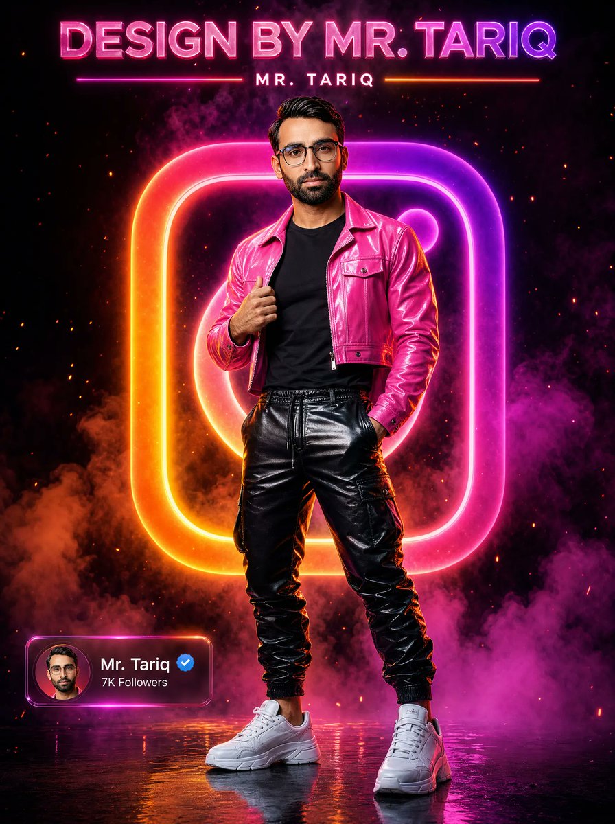 Neon Instagram Fashion Poster AI image template preview