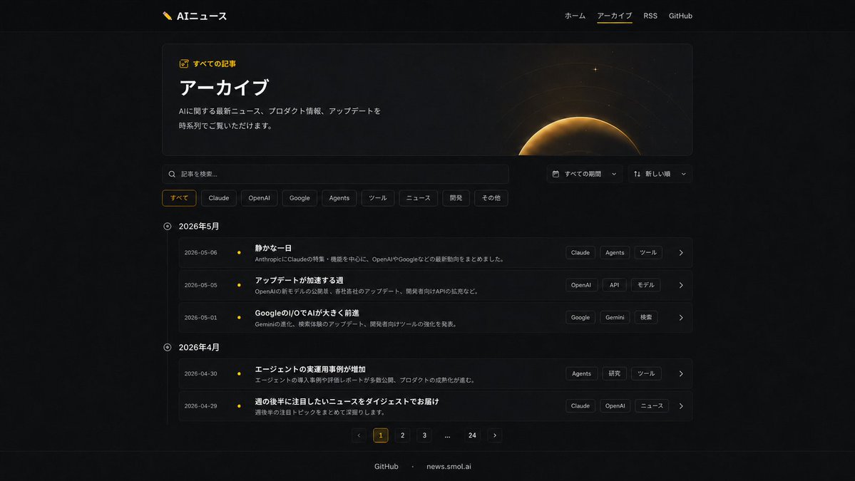 Dark AI News Archive Redesign AI image template preview