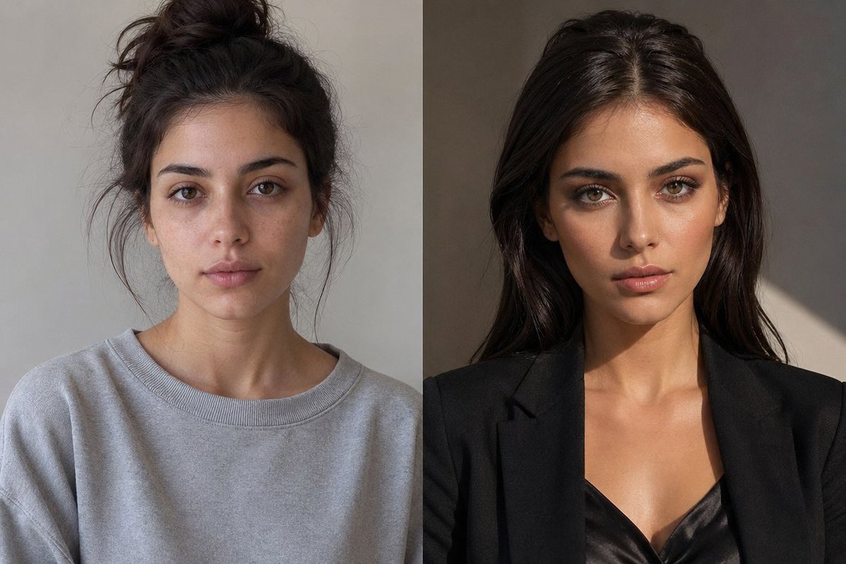Side-by-Side Glow-Up Portrait AI image template preview