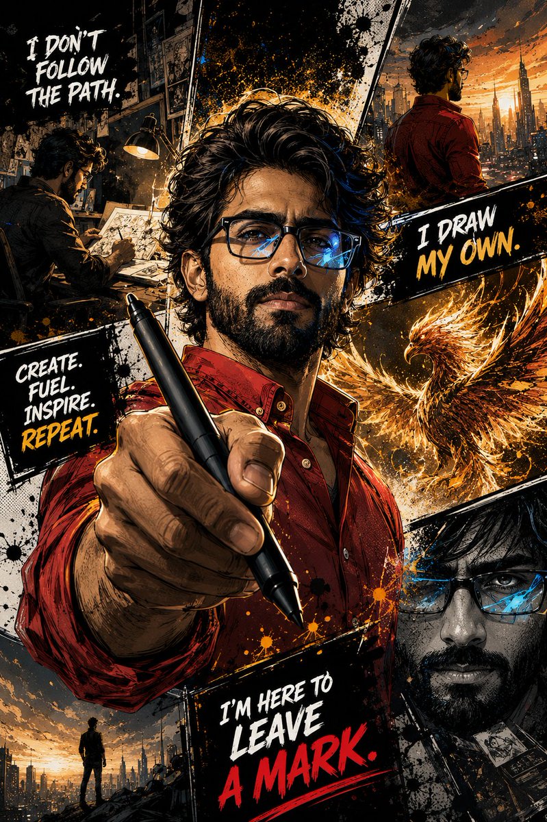 Gritty Comic-Book Graphic Novel Portrait AI image template preview