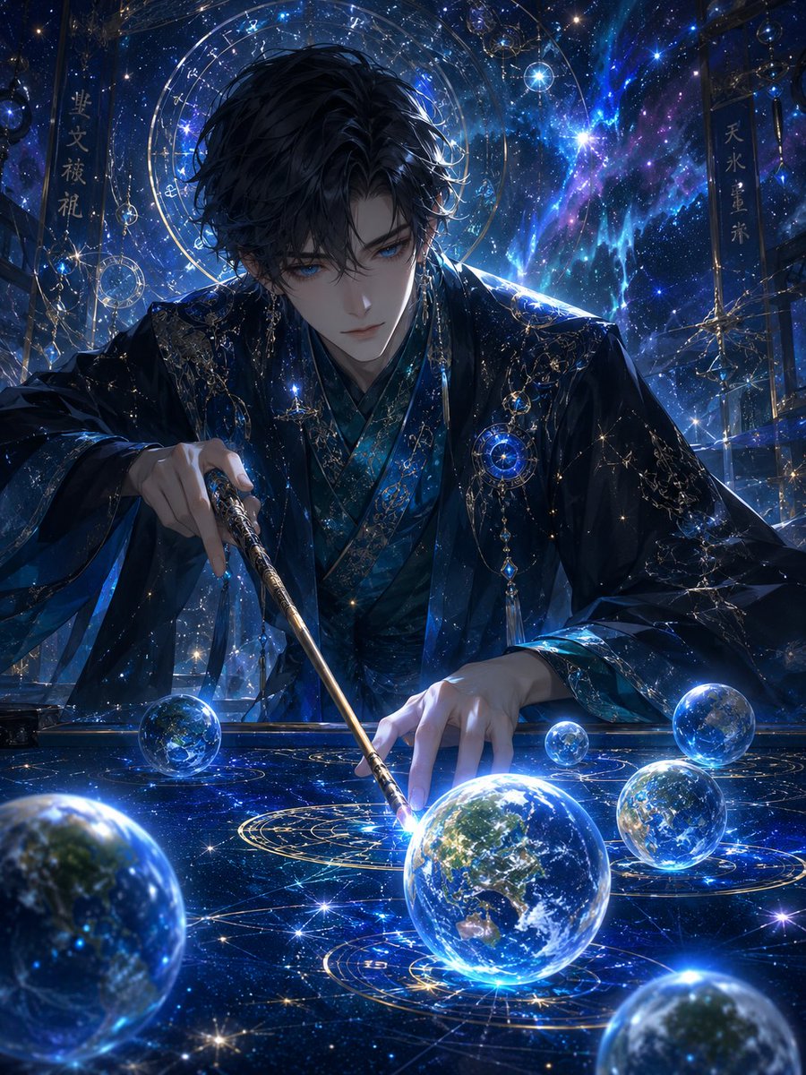 Celestial Astrologer Divination Scene AI image template preview