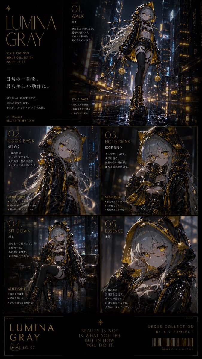 Lumina Gray Cyberpunk Fashion Editorial AI image template preview