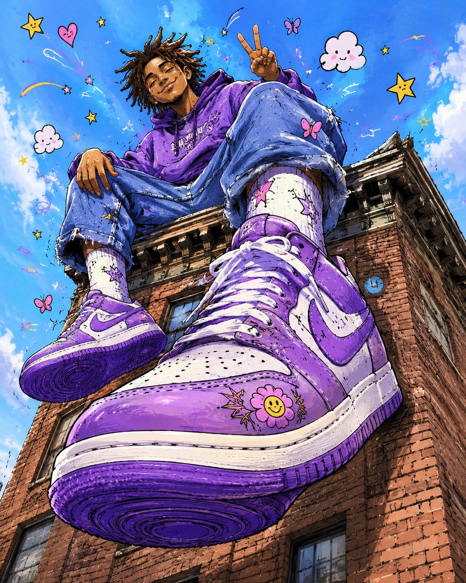Cartoon Sneaker Advertising Campaign AI image template preview