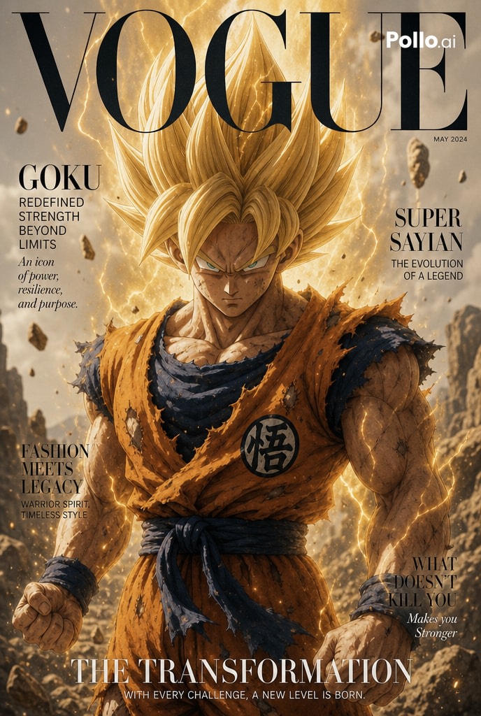 Anime Character Vogue Cover AI image template preview