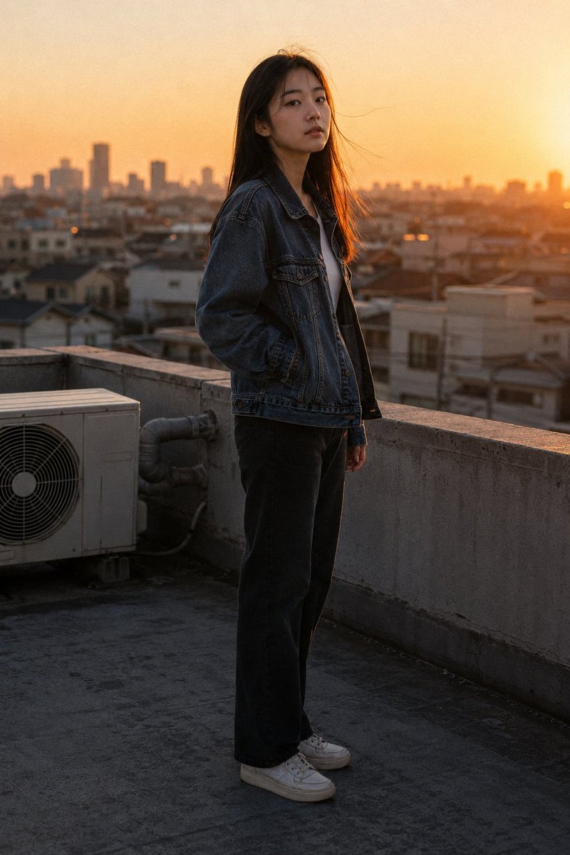 Golden Hour Rooftop Portrait AI image template preview