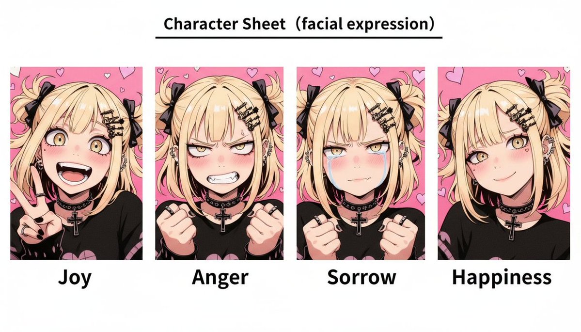 Gothic Anime Facial Expression Sheet AI image template preview