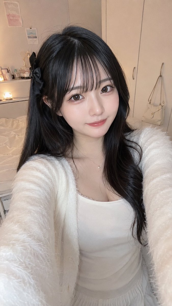 Cozy Bedroom Selfie Portrait AI image template preview