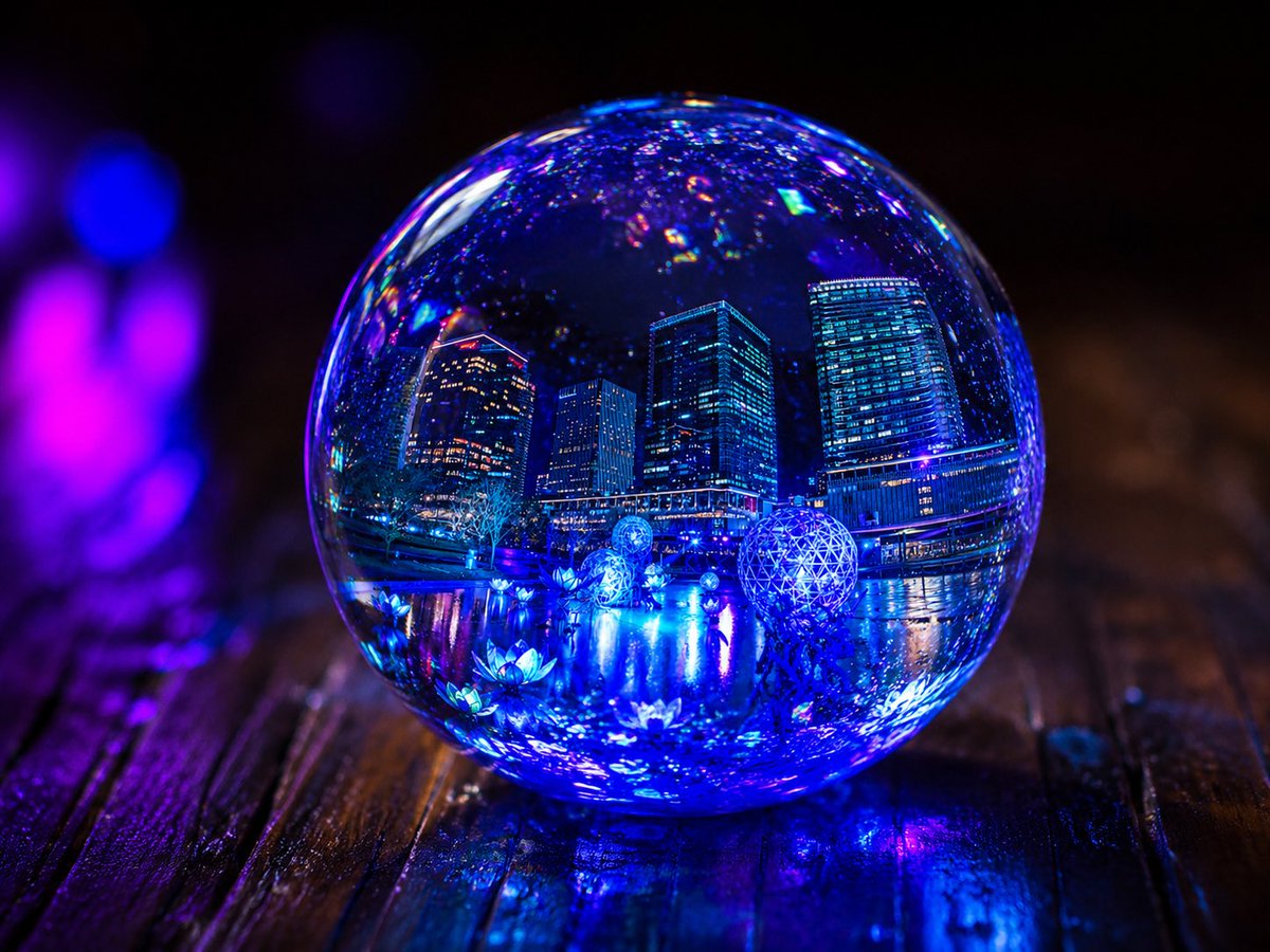 Glowing UV Resin City Orb AI image template preview