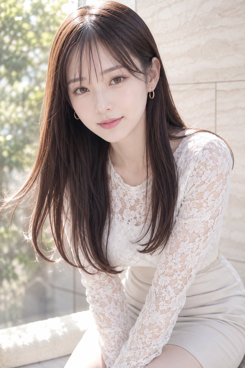 Soft Window Portrait with Lace Outfit AI image template preview