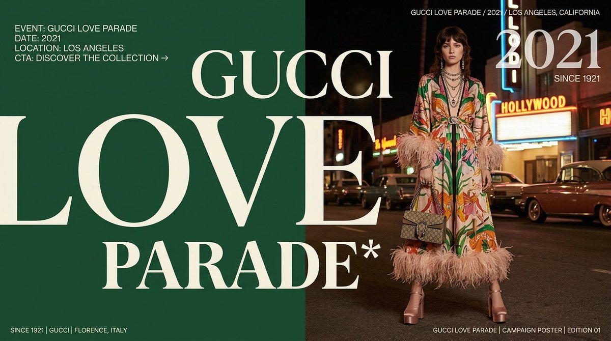 Gucci Love Parade Fashion Poster AI image template preview