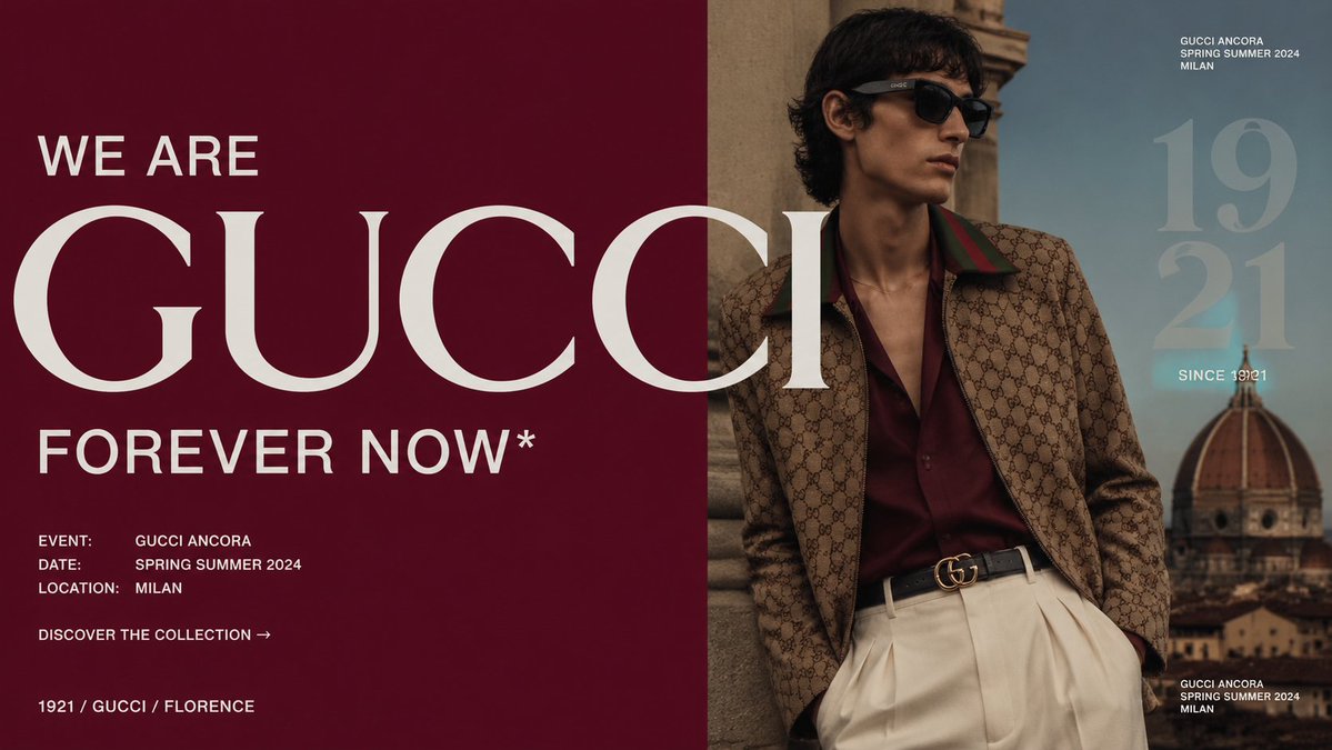 Luxury Gucci Campaign Poster AI image template preview