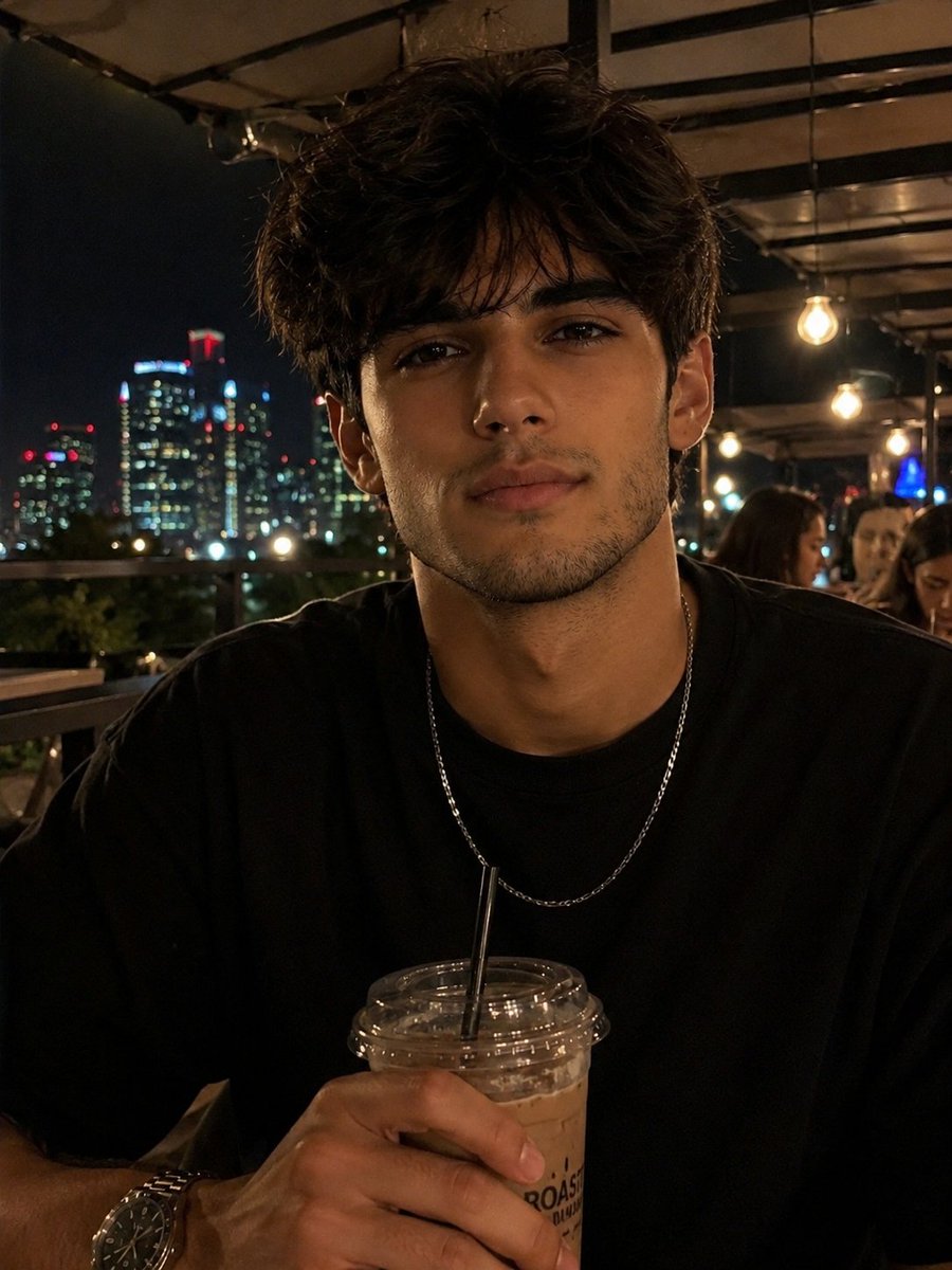 Night Rooftop iPhone Portrait AI image template preview