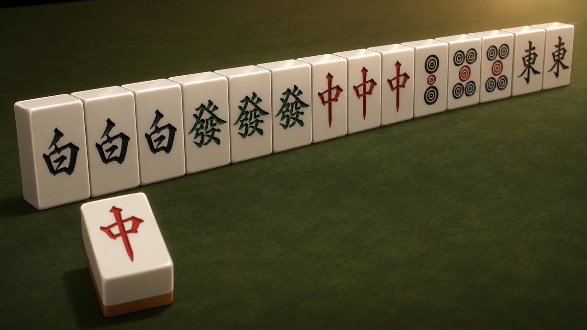 Cinematic Daisangen Mahjong Hand AI image template preview