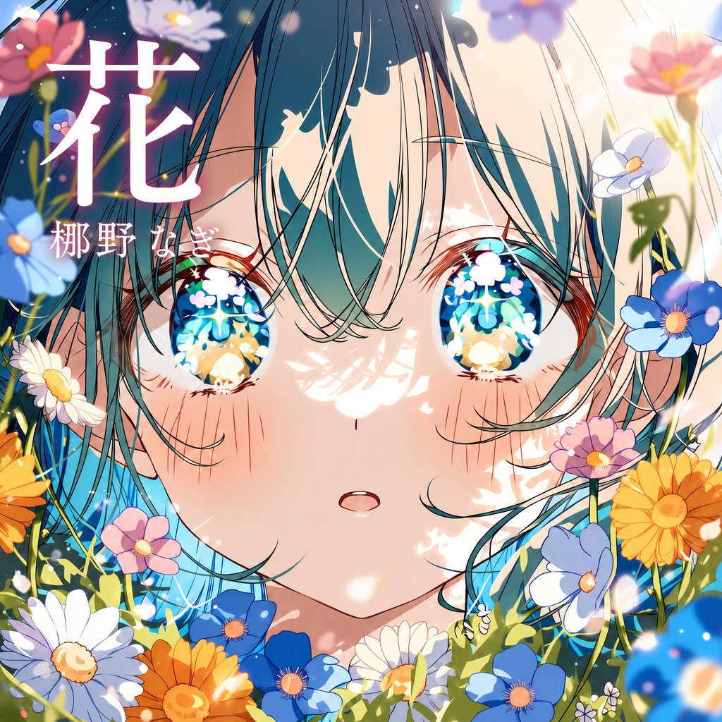 Flower-Framed Anime Cover Portrait AI image template preview