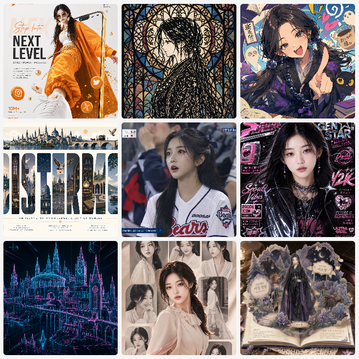 Nine-Panel AI Profile Gallery Collage AI image template preview