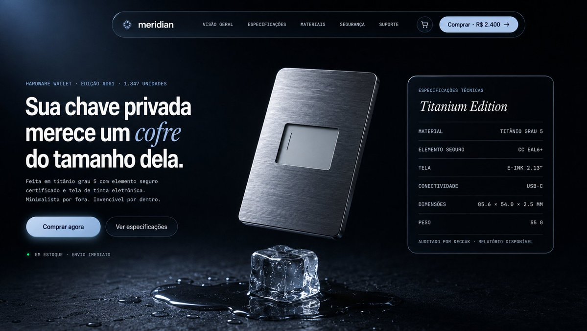 Luxury Hardware Wallet Landing Page AI image template preview