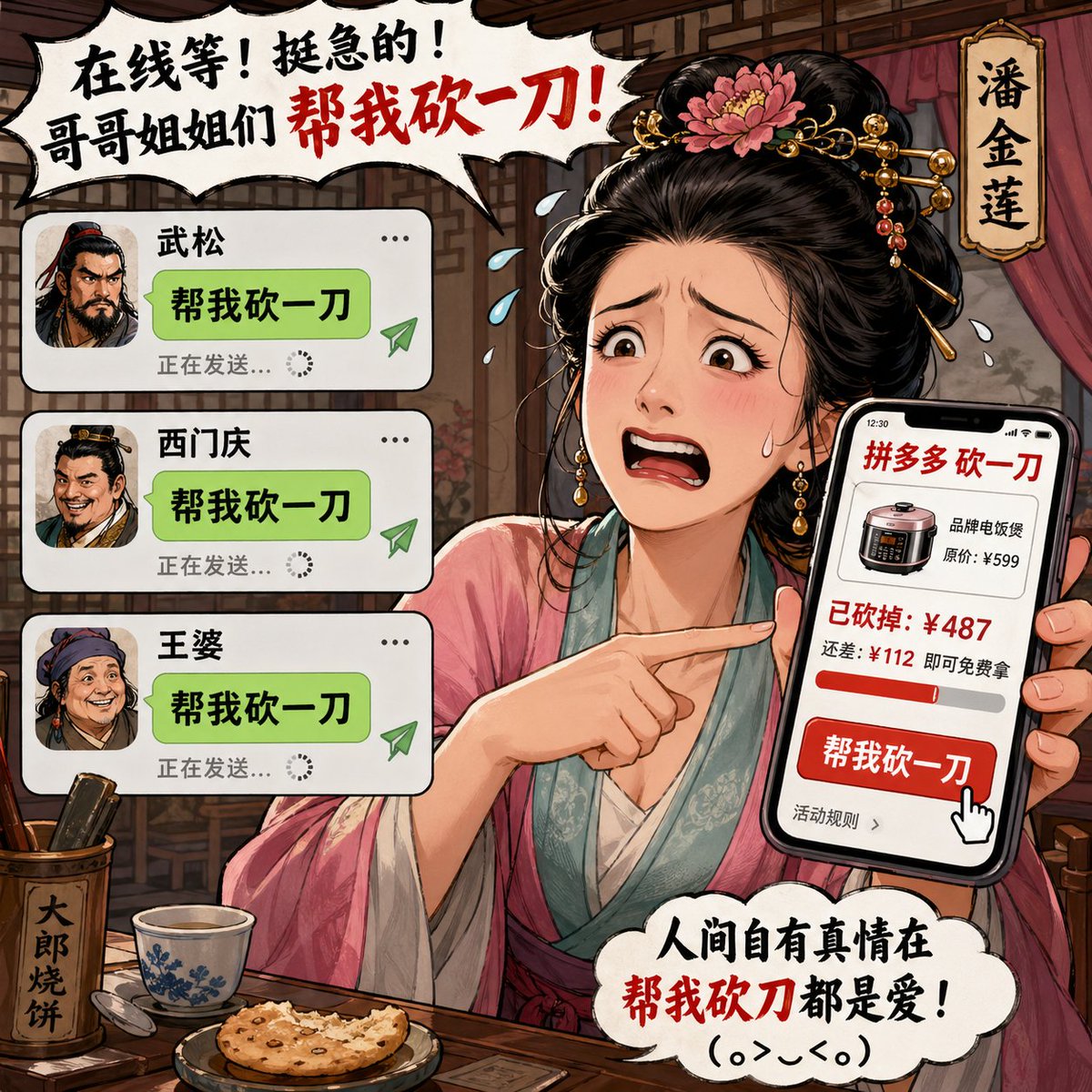 Pan Jinlian Social E-commerce Meme AI image template preview