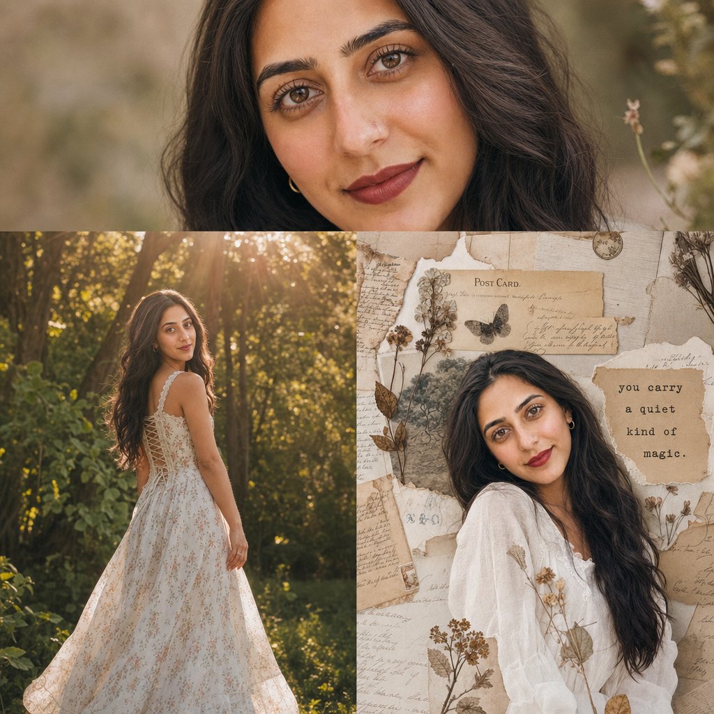 Nostalgic Vintage Collage Portrait AI image template preview