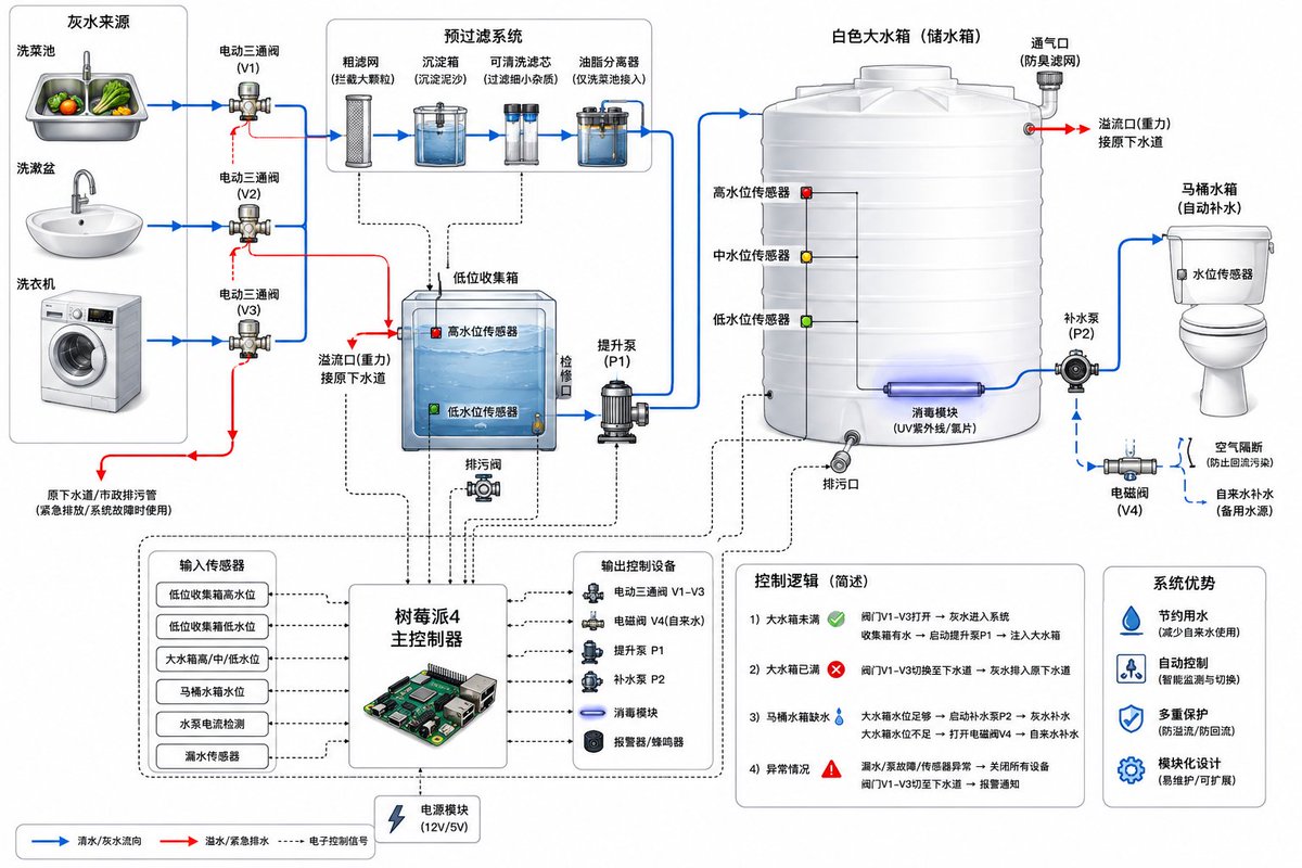 Residential Greywater Recycling Schematic AI image template preview