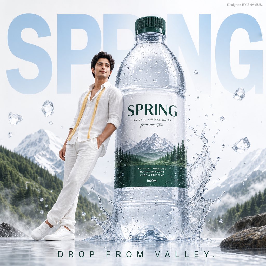 Premium Mineral Water Advertisement AI image template preview