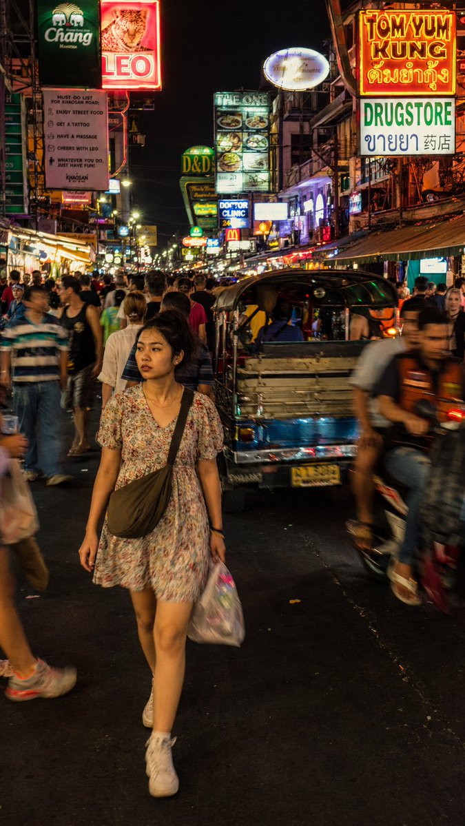 Bangkok Night Street Photography AI image template preview