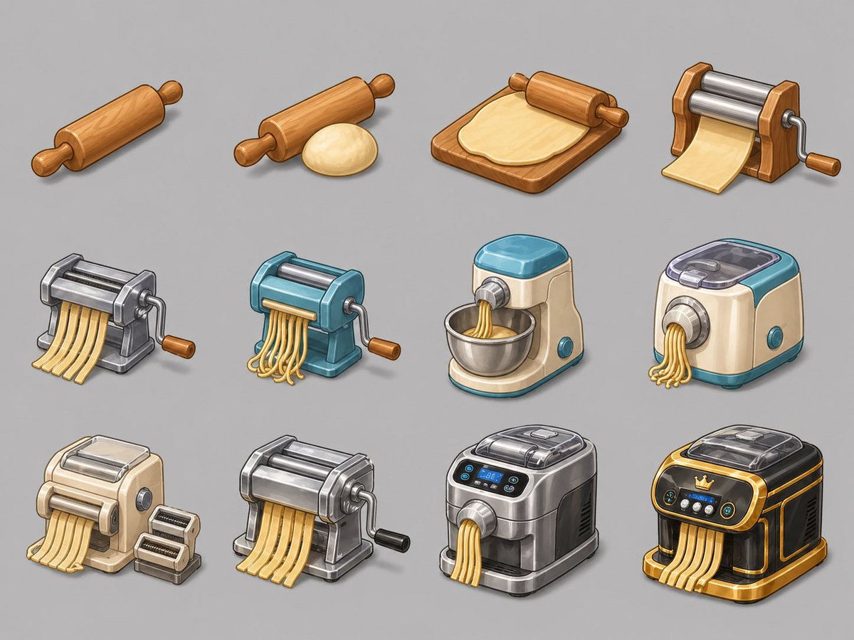 Pasta Maker Evolution Sprite Sheet AI image template preview