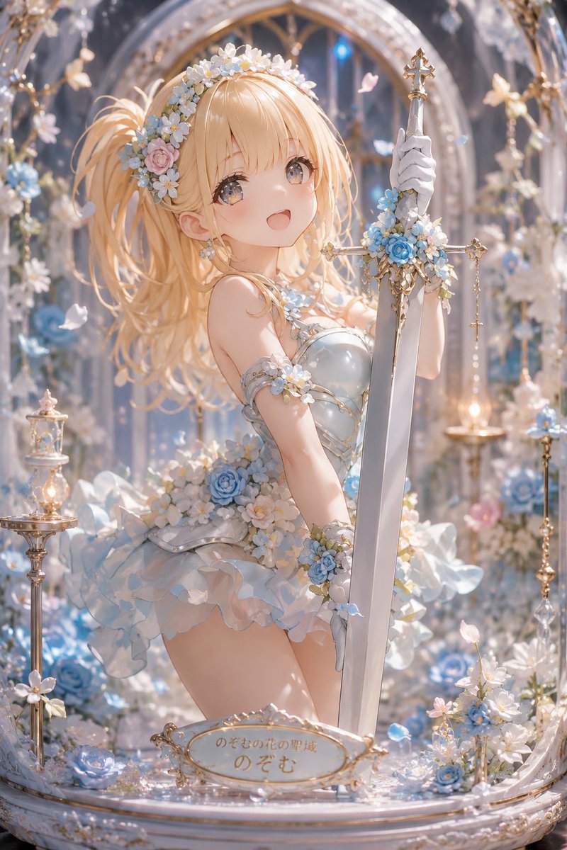 Floral Aqua Dome Anime Knight AI image template preview
