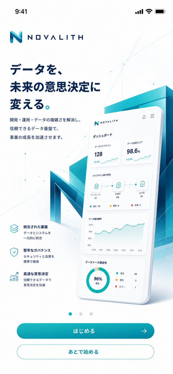 NOVALITH Mobile SaaS Onboarding Screen AI image template preview