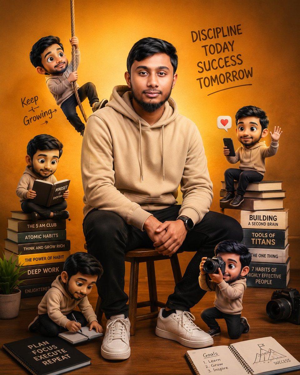 Motivational Character Poster with Mini Clones AI image template preview