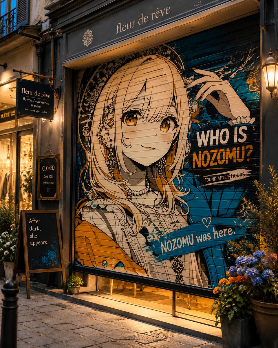 Closed Shop Shutter Mural Art AI image template preview