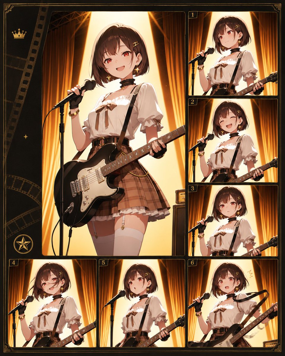 Anime Guitar Idol Contact Sheet AI image template preview