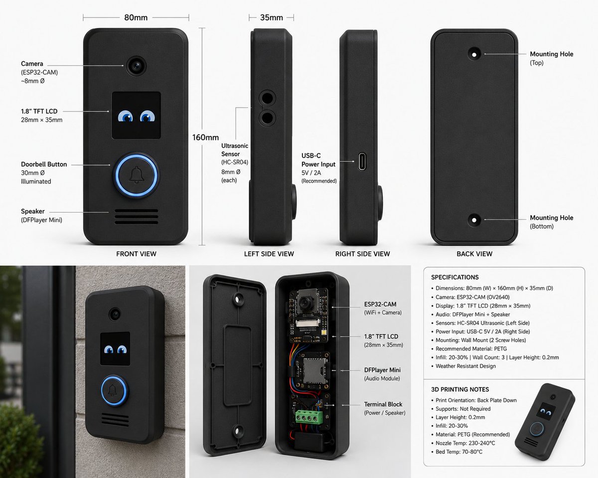 Smart Doorbell Enclosure Product Render example 2