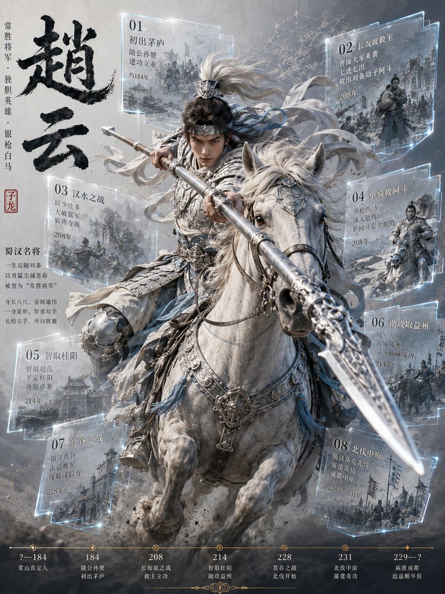 Zhao Yun Cavalry Infographic Poster AI image template preview