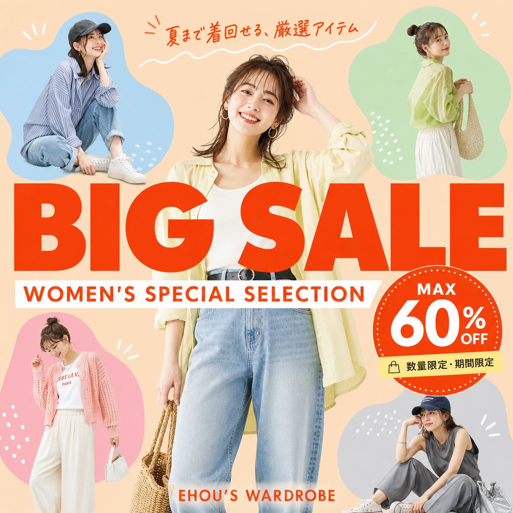 Women's Summer Big Sale Banner AI image template preview